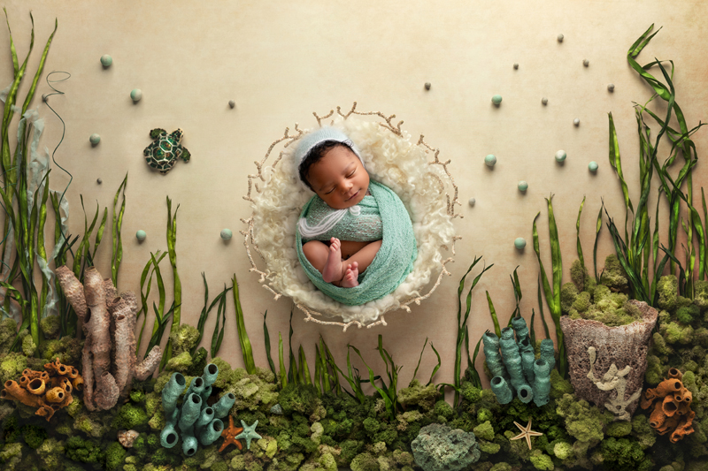 sea theme Newborn photography in Tampa, FL | oohlalaartphotography